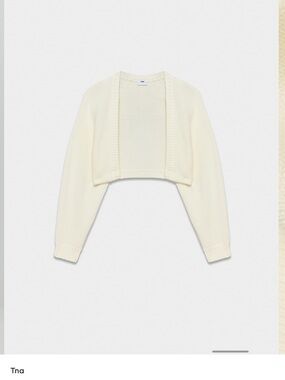 TNA Ivory Cropped Open-Front Cardigan